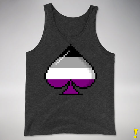 Asexual Pride 8-Bit Pixel Ace of Spades Premium Tank Top - Charcoal Triblend